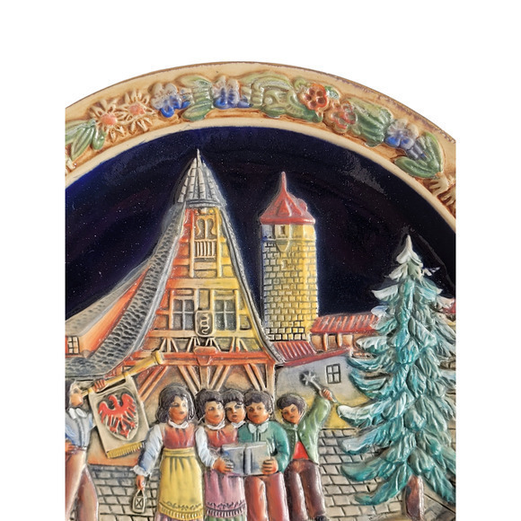 HP Vintage Christmas Western Germany Weihnachten Salt Glaze 1981‎ Décor Plate - Picture 5 of 12